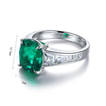 Charger l&#39;image dans la visionneuse de galerie, 3.5 Ct Cushion Shape Lab Emerald Four Prongs Graduating Pave Engagement Ring - LGG Jewelry

