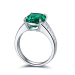 Charger l&#39;image dans la visionneuse de galerie, 3.5 Ct Cushion Shape Lab Emerald Four Prongs Graduating Pave Engagement Ring - LGG Jewelry
