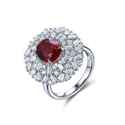 3.66 Ct Oval Cut Lab Ruby Art Deco Inspired Engagement Ring - LGG Jewelry