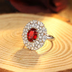 Charger l&#39;image dans la visionneuse de galerie, 3.66 Ct Oval Cut Lab Ruby Art Deco Inspired Engagement Ring - LGG Jewelry
