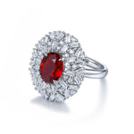 Charger l&#39;image dans la visionneuse de galerie, 3.66 Ct Oval Cut Lab Ruby Art Deco Inspired Engagement Ring - LGG Jewelry
