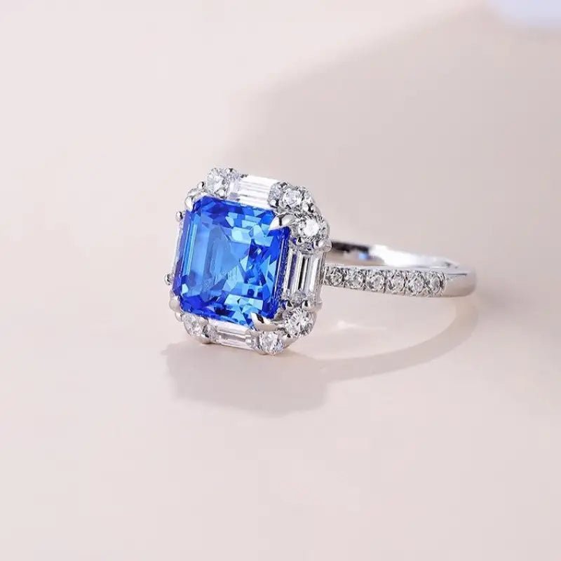 3.3 Ct Asscher Cut Lab Spinel Engagement Ring - LGG Jewelry