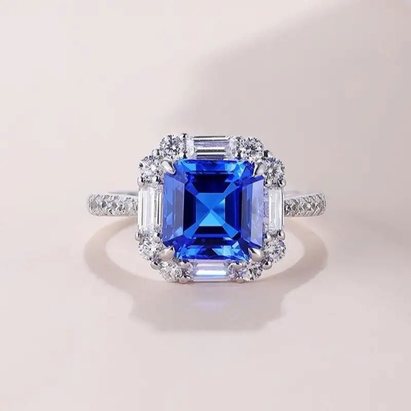 3.3 Ct Asscher Cut Lab Spinel Engagement Ring - LGG Jewelry