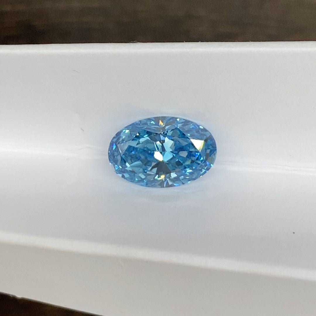 3.468 Ct Oval Cut Fancy Blue Lab Diamond VS1 - LGG Jewelry