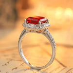 Lade Bild in die Galerieansicht, 3.5 Ct Asscher Cut Lab Ruby Engagement Ring - LGG Jewelry