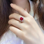 Lade Bild in die Galerieansicht, 3.5 Ct Asscher Cut Lab Ruby Engagement Ring - LGG Jewelry