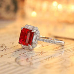 Lade Bild in die Galerieansicht, 3.5 Ct Asscher Cut Lab Ruby Engagement Ring - LGG Jewelry