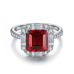 Lade Bild in die Galerieansicht, 3.5 Ct Asscher Cut Lab Ruby Engagement Ring - LGG Jewelry