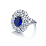 Lade Bild in die Galerieansicht, 3.5 Ct Oval Cut Lab Blue Sapphire Art Deco Inspired Engagement Ring - LGG Jewelry