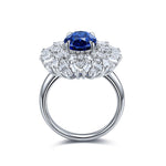 Lade Bild in die Galerieansicht, 3.5 Ct Oval Cut Lab Blue Sapphire Art Deco Inspired Engagement Ring - LGG Jewelry