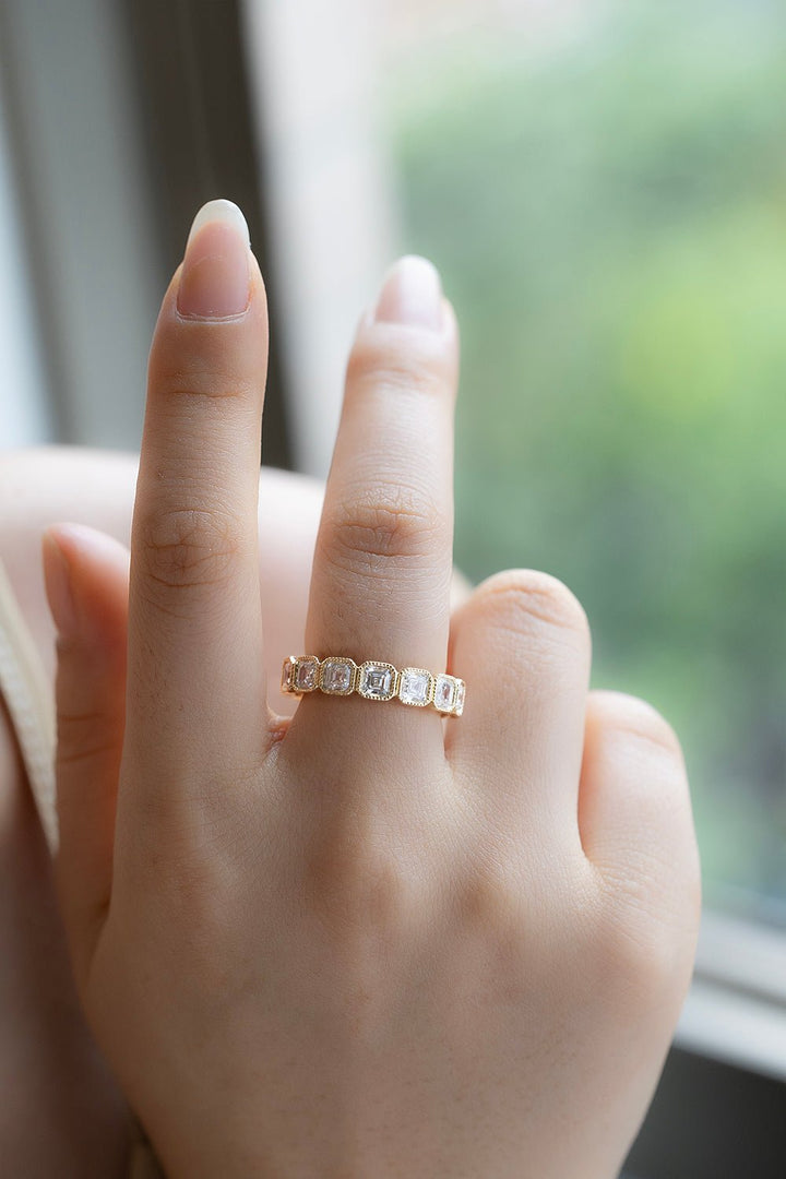 3.5mm Asscher Cut Lab Ddiamond Full eternity ring - LGG Jewelry