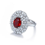 Lade Bild in die Galerieansicht, 3.66 Ct Oval Cut Lab Ruby Art Deco Inspired Engagement Ring - LGG Jewelry