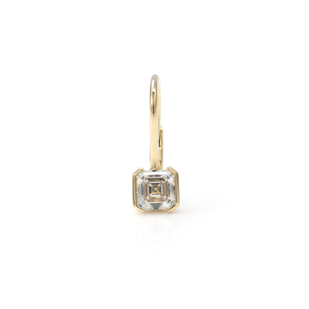 1CT Asscher Cut Drop Earrings in 14K Yellow Gold