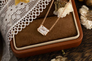 East-west 2 Ct Emerald Cut Lab Diamond Bezel Pendant Necklace