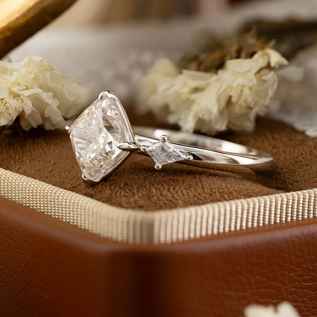 3ct  Cushion Cut Lab Ddiamond Three-Ttone Engagement Ring