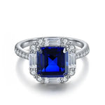 Load image into Gallery viewer, 3 Ct Asscher Cut Lab Blue Sapphire Engagement Ring - LGG Jewelry
