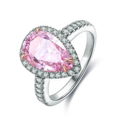 3 Ct Fancy Light Pink Pear Shape Lab Diamond Halo Half Pave Engagement Ring (Setting Price Only) - LGG Jewelry