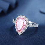 Load image into Gallery viewer, 3 Ct Fancy Light Pink Pear Shape Lab Diamond Halo Half Pave Engagement Ring (Setting Price Only) - LGG Jewelry
