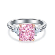 3 Ct Fancy Vivid Pink Radiant Lab Diamond Three-Stone Engagement Ring (Setting Price Only) - LGG Jewelry