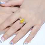 Load image into Gallery viewer, 3 Ct Fancy Vivid Yellow Pear Shape Lab Diamond Three-Stone Engagement RING (Setting Price Only) - LGG Jewelry
