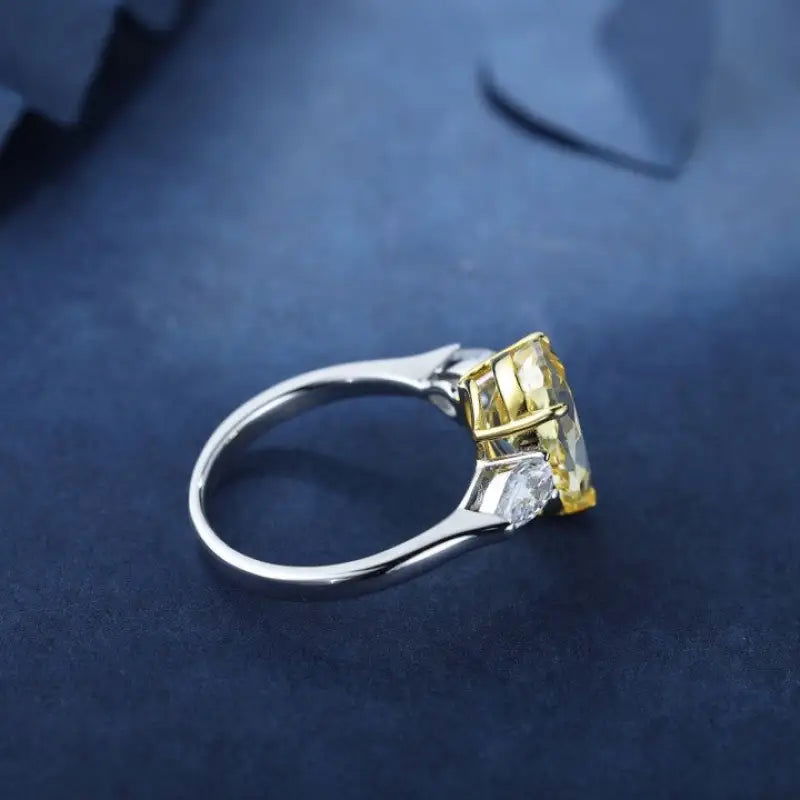 3 Ct Fancy Vivid Yellow Pear Shape Lab Diamond Three-Stone Engagement RING (Setting Price Only) - LGG Jewelry