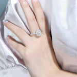 Load image into Gallery viewer, 3 Ct Pear Shape Lab Diamond Halo Half Pave Engagement Ring - LGG Jewelry
