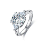 Load image into Gallery viewer, 3 Ct Radiant Lab Diamond Three-Stone Engagement Ring with Pointed Trillion Side-Stone - LGG Jewelry
