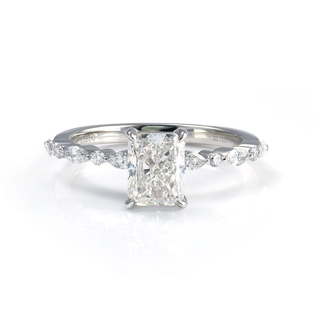 2 CT Radiant Cut Lab Diamond Bubble Band Engagement Ring