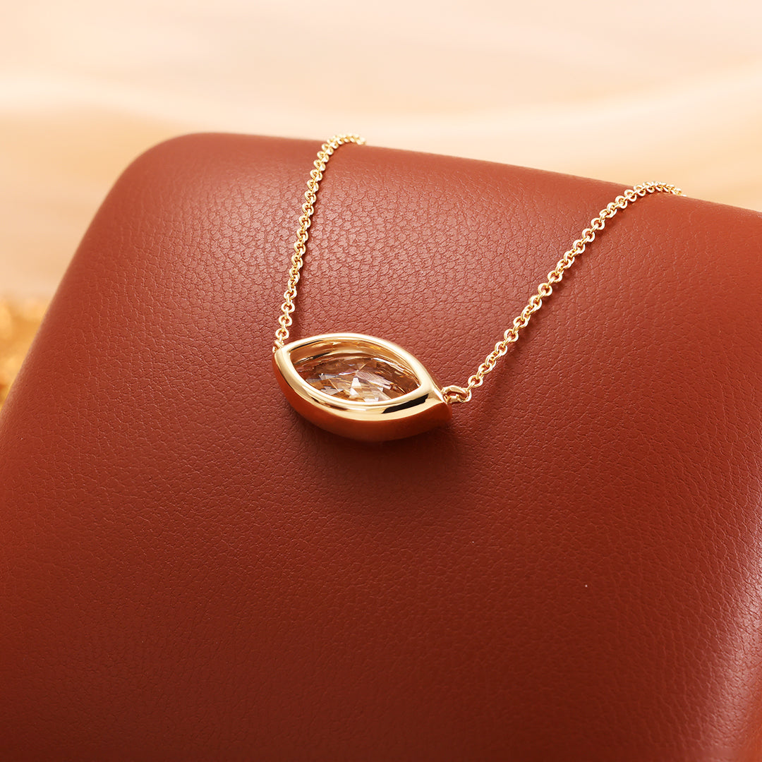 East-west 2 Ct Marquise Cut Lab Diamond Bezel Pendant Necklace