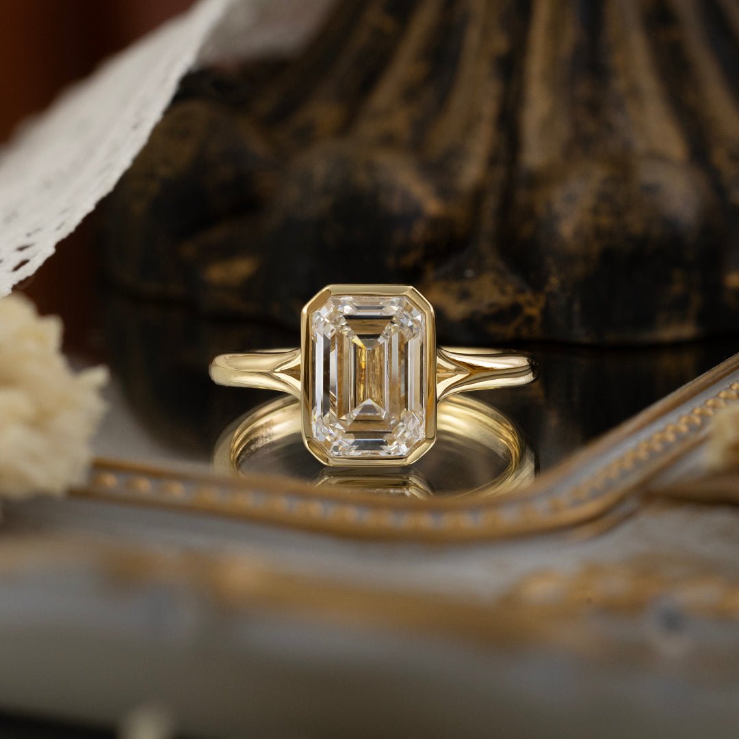3CT Emerald Cut Lab Diamond Solitaire Engagement Ring - LGG Jewelry