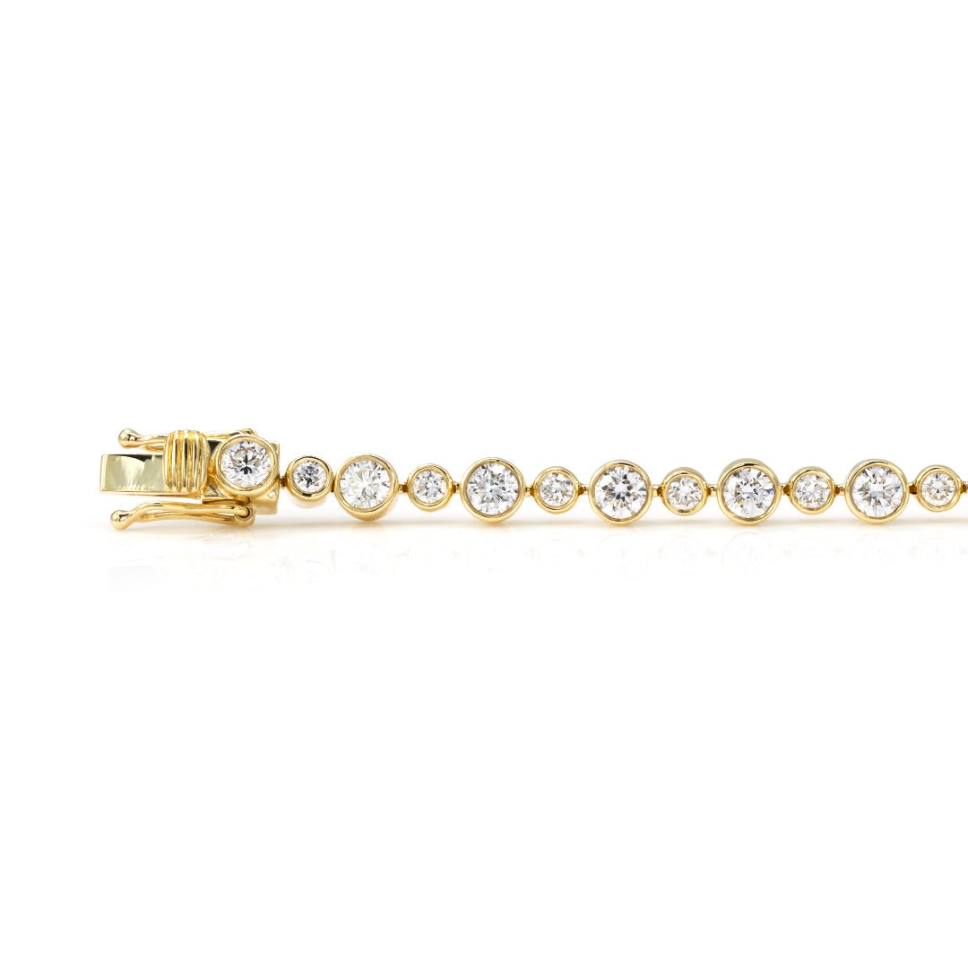 3mm & 2mm Bezel Set Round Lab Grown Diamond Tennis Bracelet - LGG Jewelry