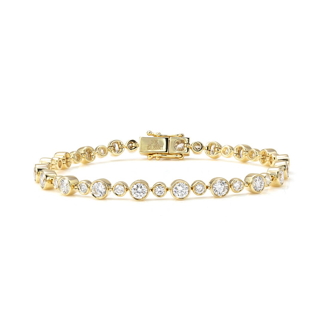 3mm & 2mm Bezel Set Round Lab Grown Diamond Tennis Bracelet - LGG Jewelry