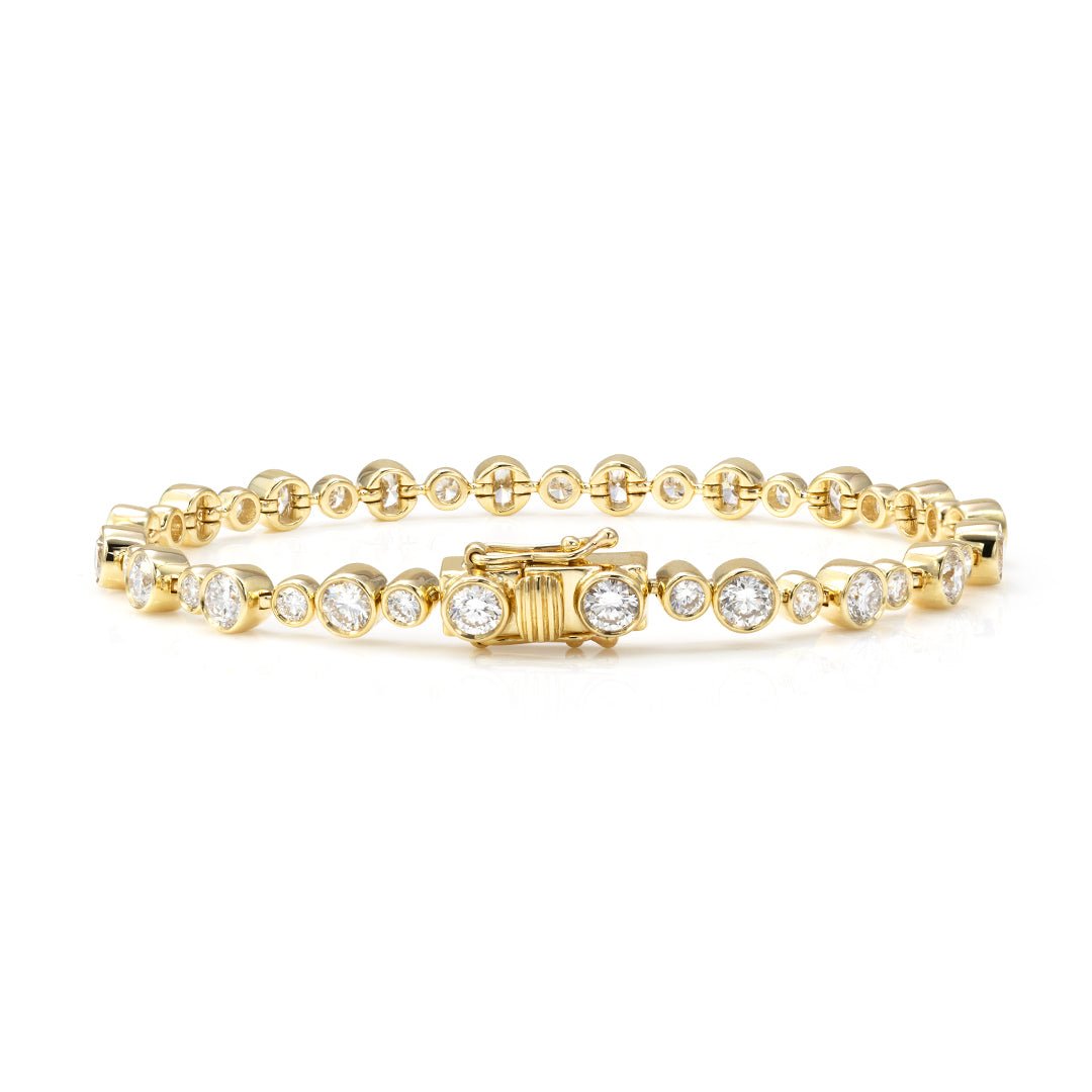 3mm & 2mm Bezel Set Round Lab Grown Diamond Tennis Bracelet - LGG Jewelry