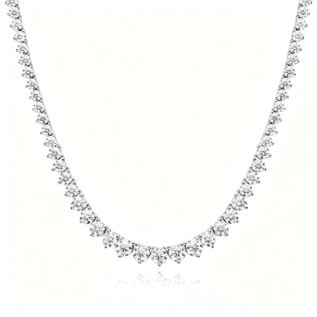 3MM 3-Prong Lab Grown Diamond Tennis Necklace 14K Gold - LGG Jewelry