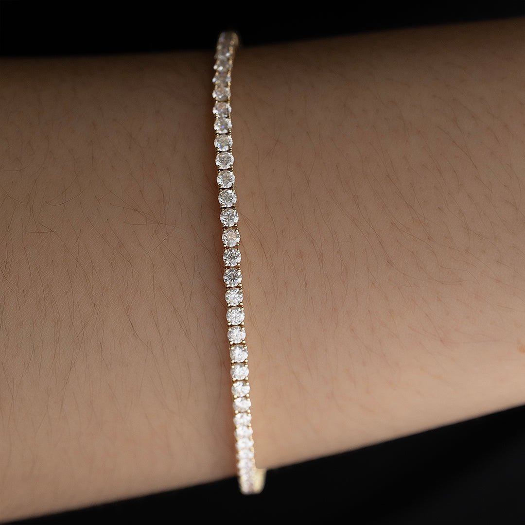 3MM 4 Prong Basket Lab Diamond Tennis Bracelet 14K 18K Gold DEF VS - LGG Jewelry