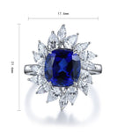 Lade Bild in die Galerieansicht, 4 Ct Cushion Cut Lab Blue Sapphire Pear Cluster Engagement Ring - LGG Jewelry