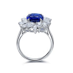 Lade Bild in die Galerieansicht, 4 Ct Cushion Cut Lab Blue Sapphire Pear Cluster Engagement Ring - LGG Jewelry