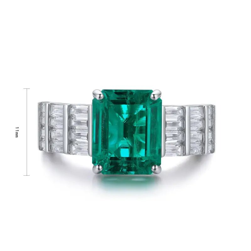 4 Ct Lab Emerald Bar Setting Engagement Ring - LGG Jewelry