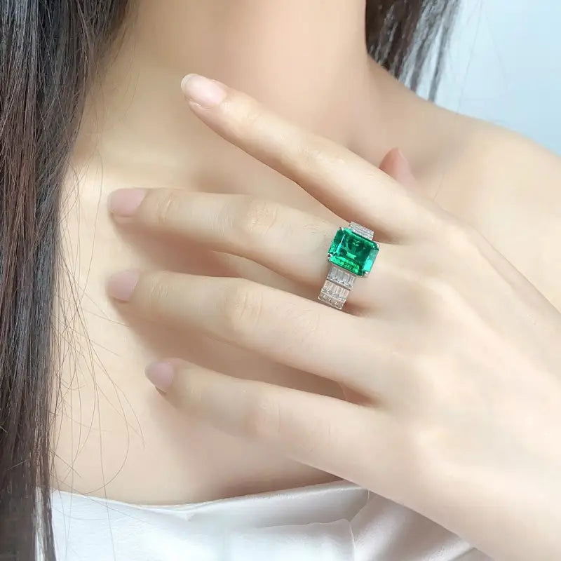 4 Ct Lab Emerald Bar Setting Engagement Ring - LGG Jewelry