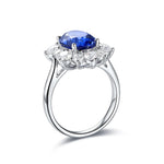 Lade Bild in die Galerieansicht, 4 Ct Oval Cut Lab Blue Sapphire Cluster Engagement Ring - LGG Jewelry