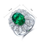 Lade Bild in die Galerieansicht, 4 Ct Oval Cut Lab Emerald Cluster Engagement Ring - LGG Jewelry