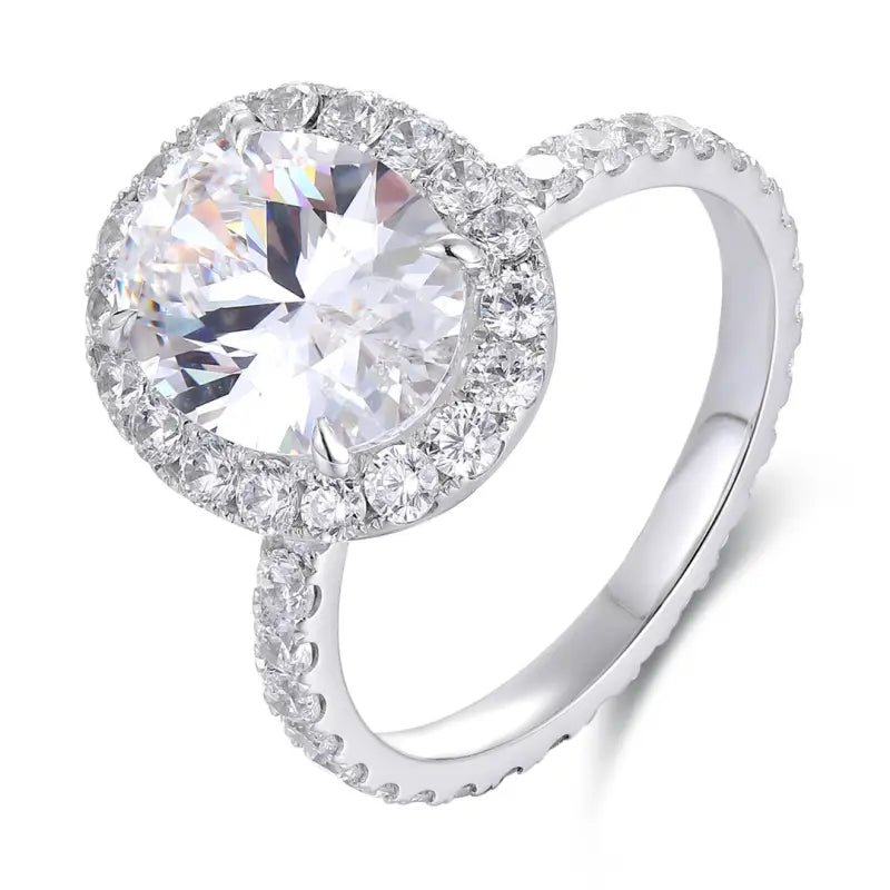 4 Ct Oval Cut Moissanite Halo Engagement Ring - LGG Jewelry
