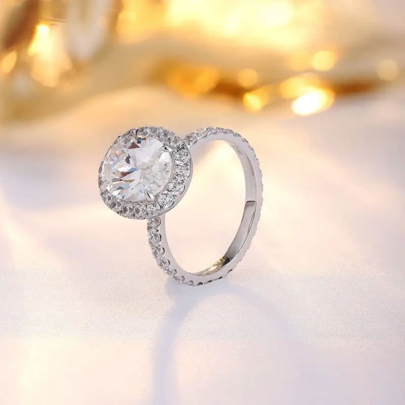 4 Ct Oval Cut Moissanite Halo Engagement Ring - LGG Jewelry