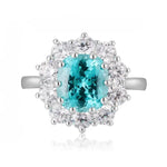 Lade Bild in die Galerieansicht, 4.5 Ct Cushion Shape Lab Paraiba Halo Engagement Ring - LGG Jewelry
