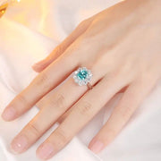 4.5 Ct Cushion Shape Lab Paraiba Halo Engagement Ring - LGG Jewelry