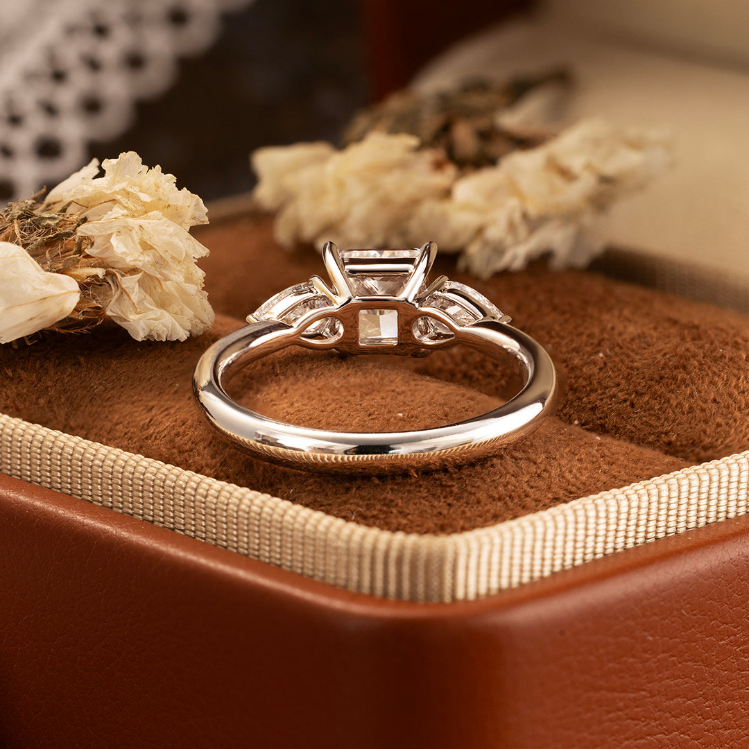 1 CT Princess Cut Lab Diamond Three-Stone Engagement Ring