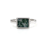 Load image into Gallery viewer, 6*8mm Rectangular Moss Agate Solitaire Ring
