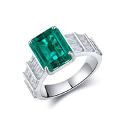 4 Ct Lab Emerald Bar Setting Engagement Ring - LGG Jewelry