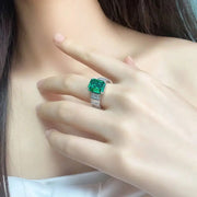 4 Ct Lab Emerald Bar Setting Engagement Ring - LGG Jewelry