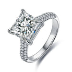 Load image into Gallery viewer, 4 Ct Princess Cut Lab Diamond Half Luxury Pave Engagement Ring - LGG Jewelry
